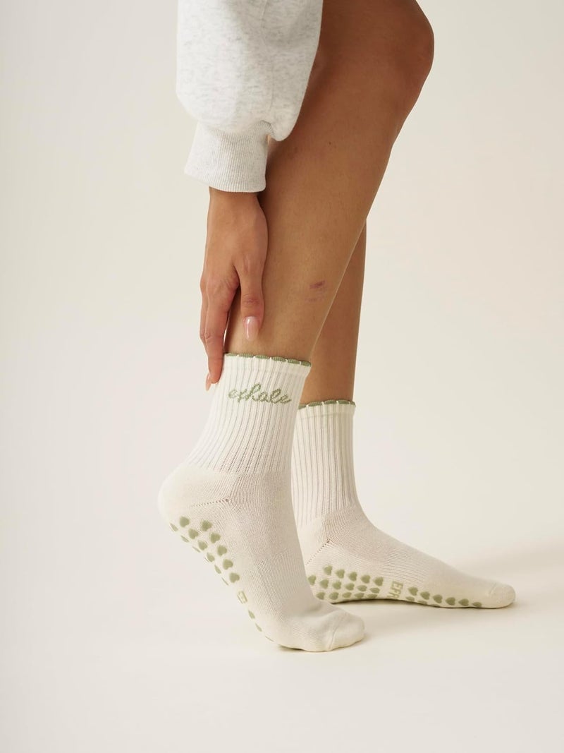 Shapes Studio Crew Half Calf Grip Socks, Cutest Fruits Pilates Socks, Ruffle socks, Non-Slip, Barre Yoga Fitness - Image 3